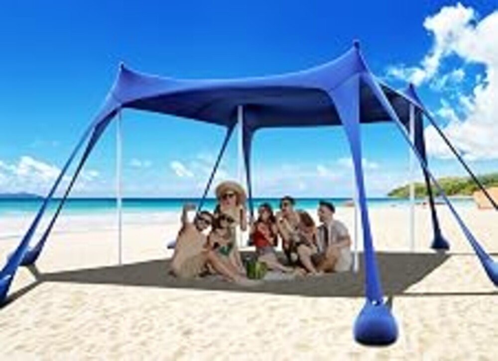 Osoeri Beach Tent, Camping Sun Shelter UPF50+ with 8 Sandbags, Sand Shovels, Ground Pegs & Stability Poles, Outdoor Shade Beach Canopy for Camping Trips, Fishing, Backyard Fun or Picnics