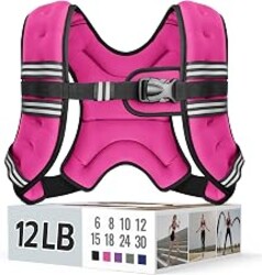 Zeerun Weighted Vest, 6lb/8lb/10lb/12lb/15lb/18lb/20lb/24lb/30lb for Men Women, Reflective Stripe Adjustable Buckle, Comfortable Durable Rucking Vest for Walking Running Strength Training
