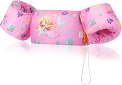 MoKo Swim Arm Band for Kids 20-30-40-50lbs, Toddler Swim Vest Cute Cartoon Swimming Wings Pool Floats Sleeve Children Water Sports Learning Swim Training Equipment, Pink Mermaid