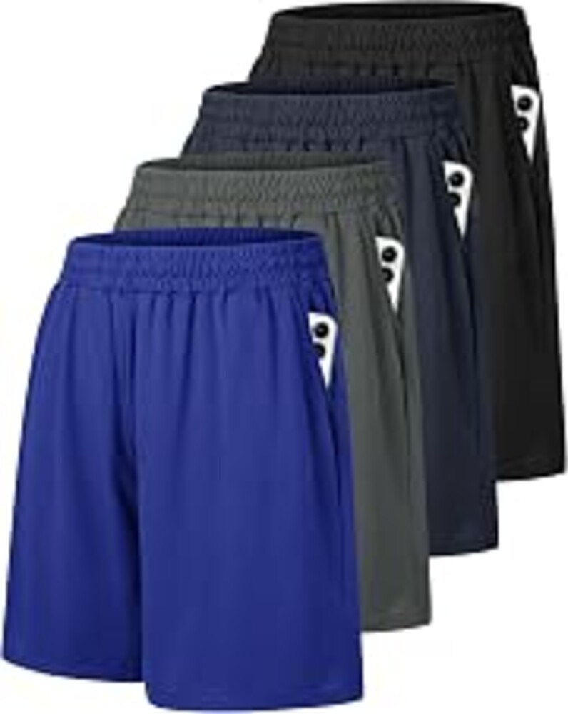 Barjneel 4 Pack Gym Mens Shorts - Basketball Athletic Shorts with Pockets Fitness Clothing Black Workout Quick Dry Shorts