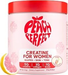 Peach Perfect Creatine for Women – Micronized Creatine Monohydrate Powder with BCAA & Collagen for Glute Strength Support, Boosts Energy, Focus, Strength, and Endurance – Pink Lemonade, 30 Servings