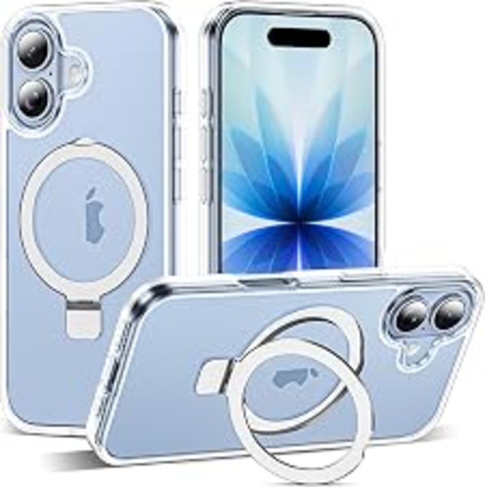 SKYLMW Compatible with iPhone 17 Case with Invisible Magnetic O-Ring Stand Military-Grade Transparent Phone Case for iPhone 17 6.3" [Compatible with Mag-Safe][Great Grip Feeling],Clear