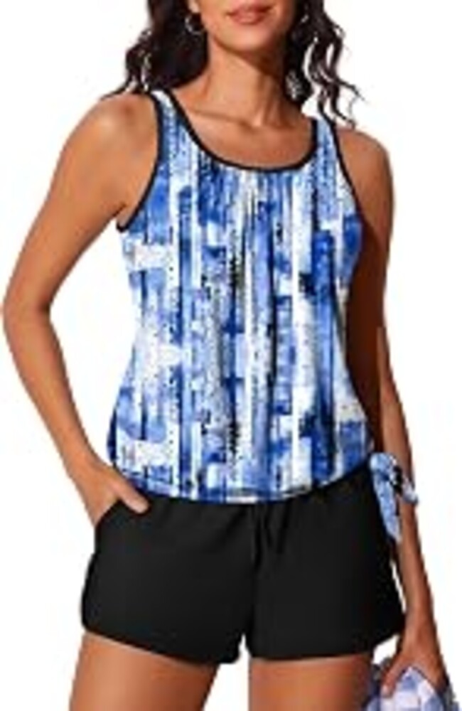 Summer Mae Blouson Women’s Tankini Swimsuits with Shorts Tummy Control Bathing Suits Side Pockets 2026