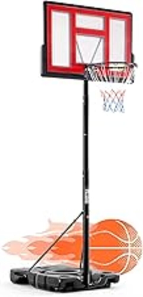 DUMOS 10FT Adjustable Height Portable Basketball Hoop Outdoor for Adult, 44 Inch Shatterproof Backboard w/Shock Absorbent Rim, Fillable Base, 2 Wheels for Swimming Pool/Indoor