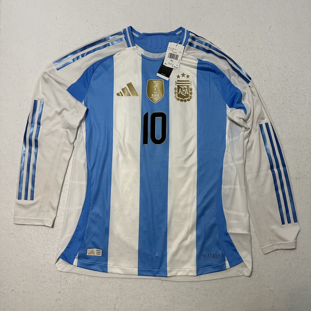 Adidas Argentina Home Lionel Messi Long Sleeve Jersey 2024 World Cup 3 Star XL