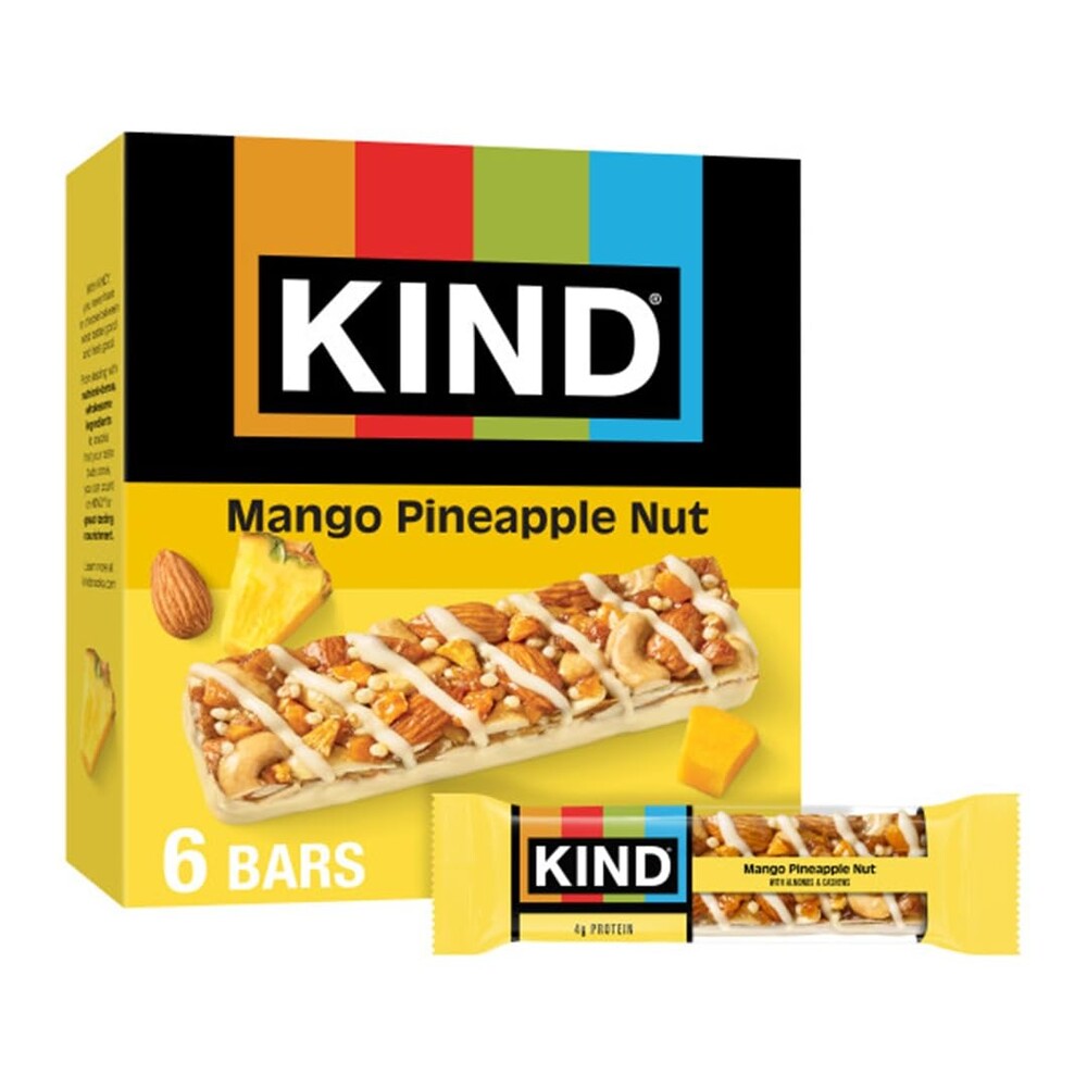 KIND Healthy Snacks Bars, Mango Pineapple Nut, Gluten Free, High Fiber Snacks, 4g Protein, 6 Count
