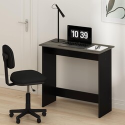 Furinno Simplistic 31-Inch Grey Computer Desk, Small Office Desk, Rectangular Home Office Desk with Drawers, Gaming Desk for Home Office, Bedroom, Study Room, Grey Oak