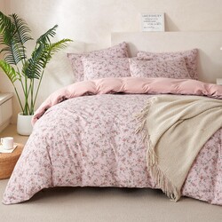 Duvet Cover Set King Floral Luxury Soft Brushed Microfiber Crinkle Gauze Fabric 3 Pieces Bedding Set Flower Pattern Duvet Cover King with Zipper Closure Breathable Comfy