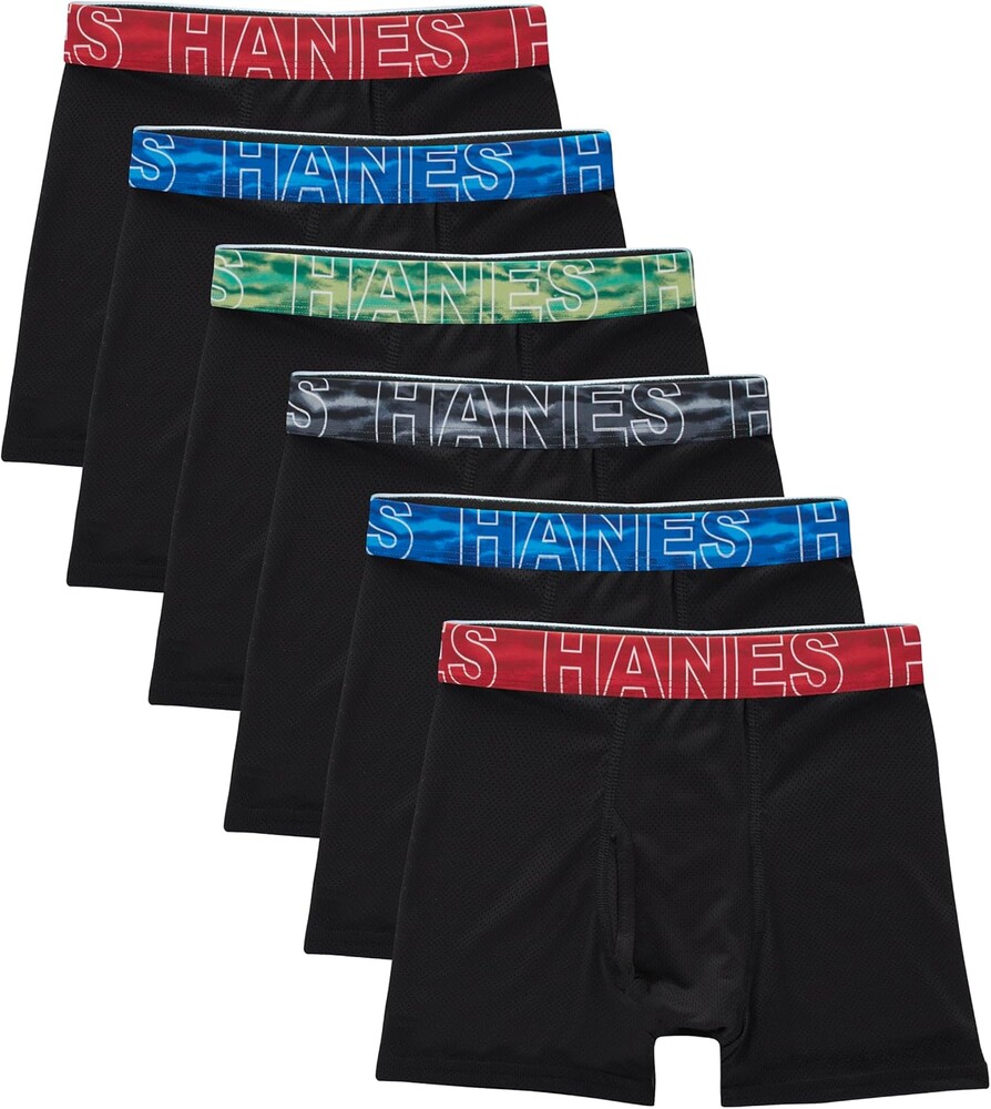 Hanes Boys' Underwear Boxer Briefs Pack, 6-pack, Hanes Moves X-temp Boxer Brief Underwear for Boys, Moisture-wicking