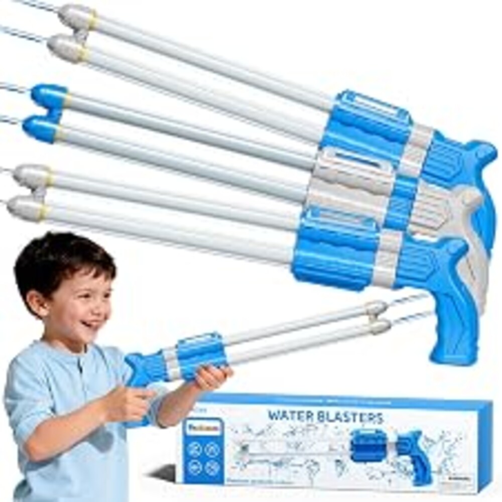 4 Packs Double-Nozzles Water Blaster Pool Toys Set for Kids Ages 3 4 5 6，Pool Beach Water Squirt Guns with Long Shooting Range and Ergonomic Handles, Outdoor Summer Gifts for 3-6 4-8 Year Boys Girls