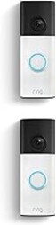 Ring Battery Doorbell (newest model), Retinal 2K with wide-angle video, up to 6x Enhanced Zoom, Two-Way Talk, and Built-In Battery, 2-pack Speckled White