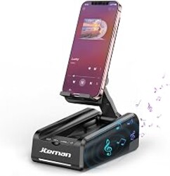JTEMAN Cell Phone Stand with Bluetooth Speaker,Desktop Kitchen Gadgets Stand Speaker,Birthday Gifts for Women and Men