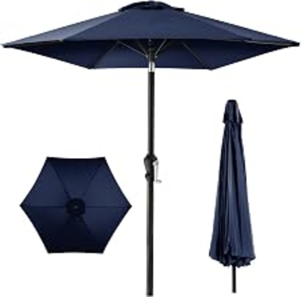 Best Choice Products 10ft Outdoor Patio Umbrella, Outdoor Table Umbrella, Yard Umbrella, Market Umbrella with 8 Sturdy Ribs, Push Button, Tilt and Crank - Navy Blue