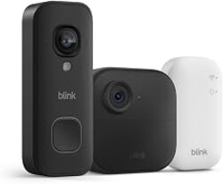 Blink Outdoor 4 and Wired Doorbell 2K+ (newest model) — Two-year battery 1080p camera and 2K hardwired doorbell. Sync Module Core included — 1 Camera + Doorbell (Black)