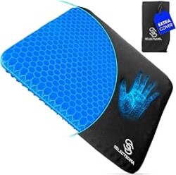 SelectSoma Double-Thick Gel Seat Cushion for Long Sitting - Pressure Relief for Sciatica, Tailbone & Lower Back - Cooling Honeycomb Cushion for Office Chair, Car & Wheelchair - 2 Washable Covers