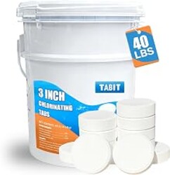 Chlorine Tablets 3 inch 40 Pounds, TABIT Swimming Pool Long Lasting Chlorinating Tablets, Slow Dissolving, Tri-Chlor for Swim Pool, Hot Tubs, Spa