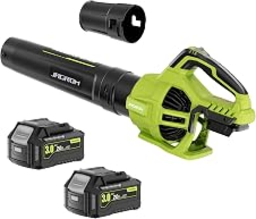 Leaf Blower Cordless with 2 x 3.0Ah Battery and Charger, 680CFM 230MPH Electric Blower with 2 Speeds, 20V Handheld Leaf Cleaner for Lawn Care, Blowing Leaves, Dust, Snow, Gravel for Patio, Yard, Green