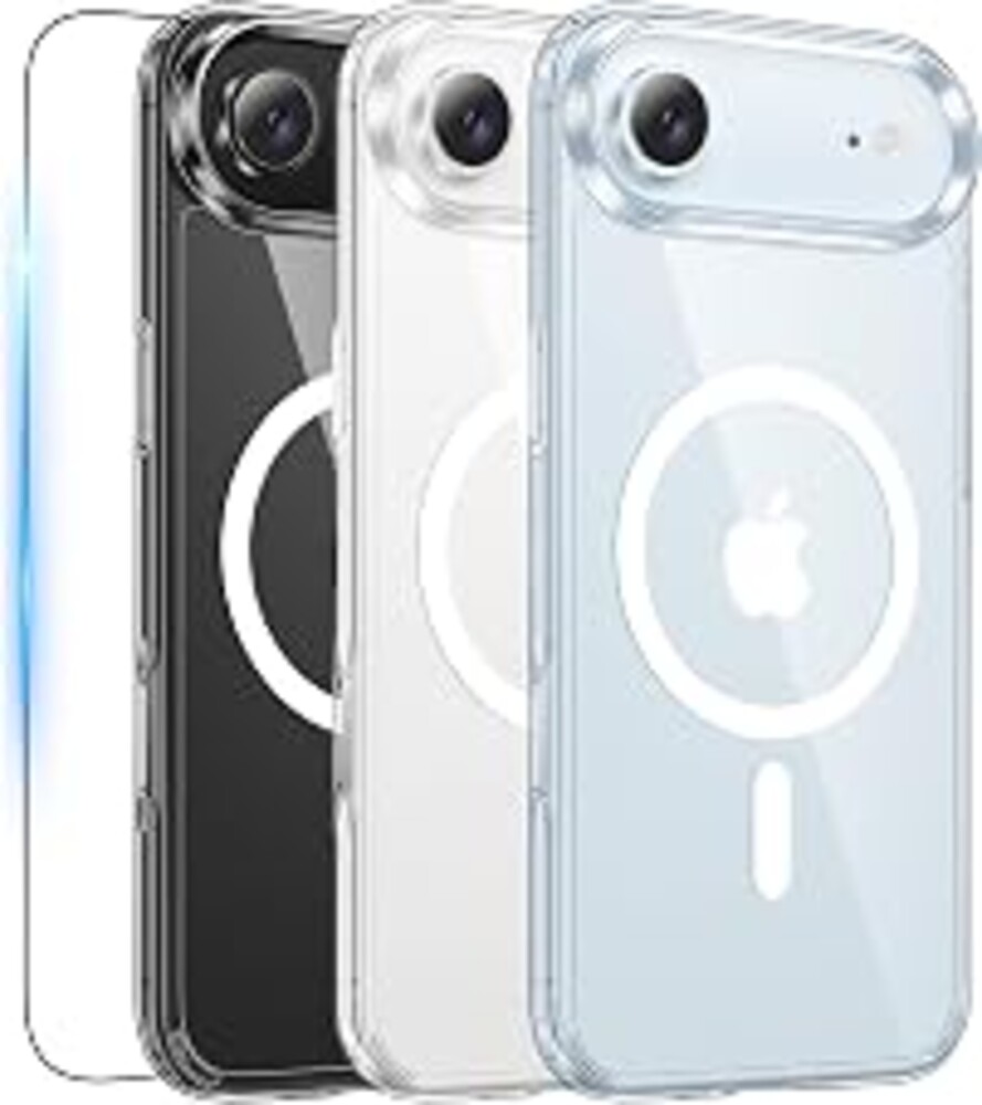 FNTCASE for iPhone Air Case Clear: Magnetic Phone Cases with Screen Protector Drop Proof Compatible with Magsafe Slim Anti Yellowing Rugged Protective Transparent Cell Phone Cover (A-Clear)