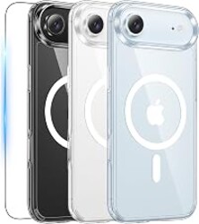 FNTCASE for iPhone Air Case Clear: Magnetic Phone Cases with Screen Protector Drop Proof Compatible with Magsafe Slim Anti Yellowing Rugged Protective Transparent Cell Phone Cover (A-Clear)