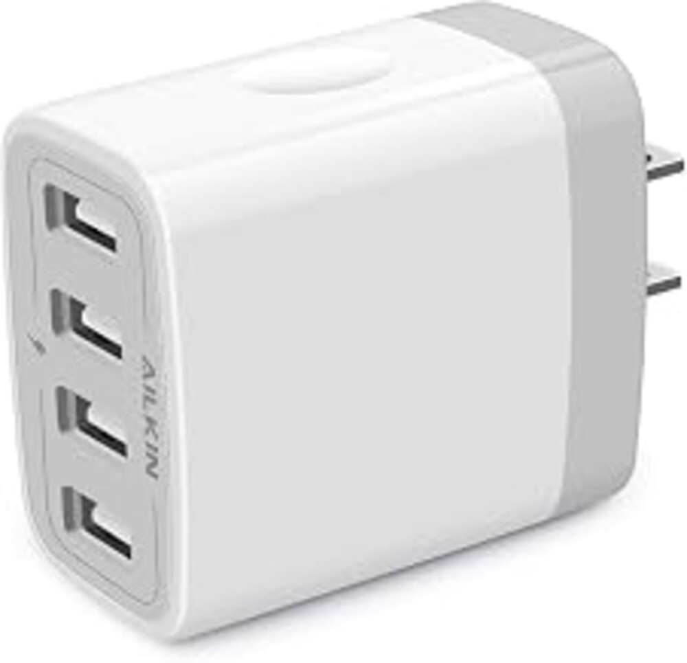 USB Charger Cube, Wall Charger Plug, AILKIN 4.8A 4-Muti Port USB Adapter | Power Plug Charging Station Box Base Replacement for iPhone 15 14 13 12 16 Pro Max/X/17, iPad Samsung Phones Charging Block