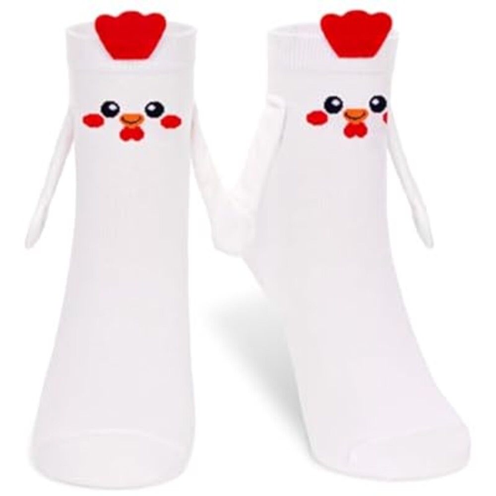 FunisFun Chicken Socks with Magnetic Holding Hands Funny Animal Crazy Socks for Women Ideal Gifts for Adult