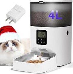 Automatic Cat Feeder, 4L Cat Food Dispenser with 10s Voice Recorder, Pet Feeder up to 8 Meals per Day, Timed Dog Feeder with Dry Food Sealed Ring