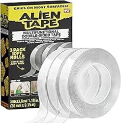 ALIEN TAPE Double Sided Tape Heavy Duty, Nano Tape, Double Sided Mounting Tape, Heavy Duty Double Sided Tape for Walls, Wall Tape, Clear Adhesive Tape for Poster Photo Wall Décor As Seen on TV 30 Feet