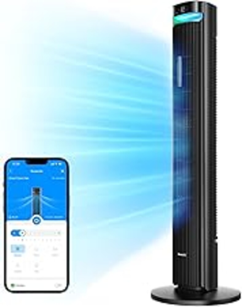 GoveeLife 42'' Tower Fan for Bedroom, Smart Floor Fans with 150° Adjustable Oscillating, APP & Voice Control, 5 Modes 12 Speeds up to 26ft/s, 24H Timer, 27dB Quiet Fan for Cooling Home Office Black
