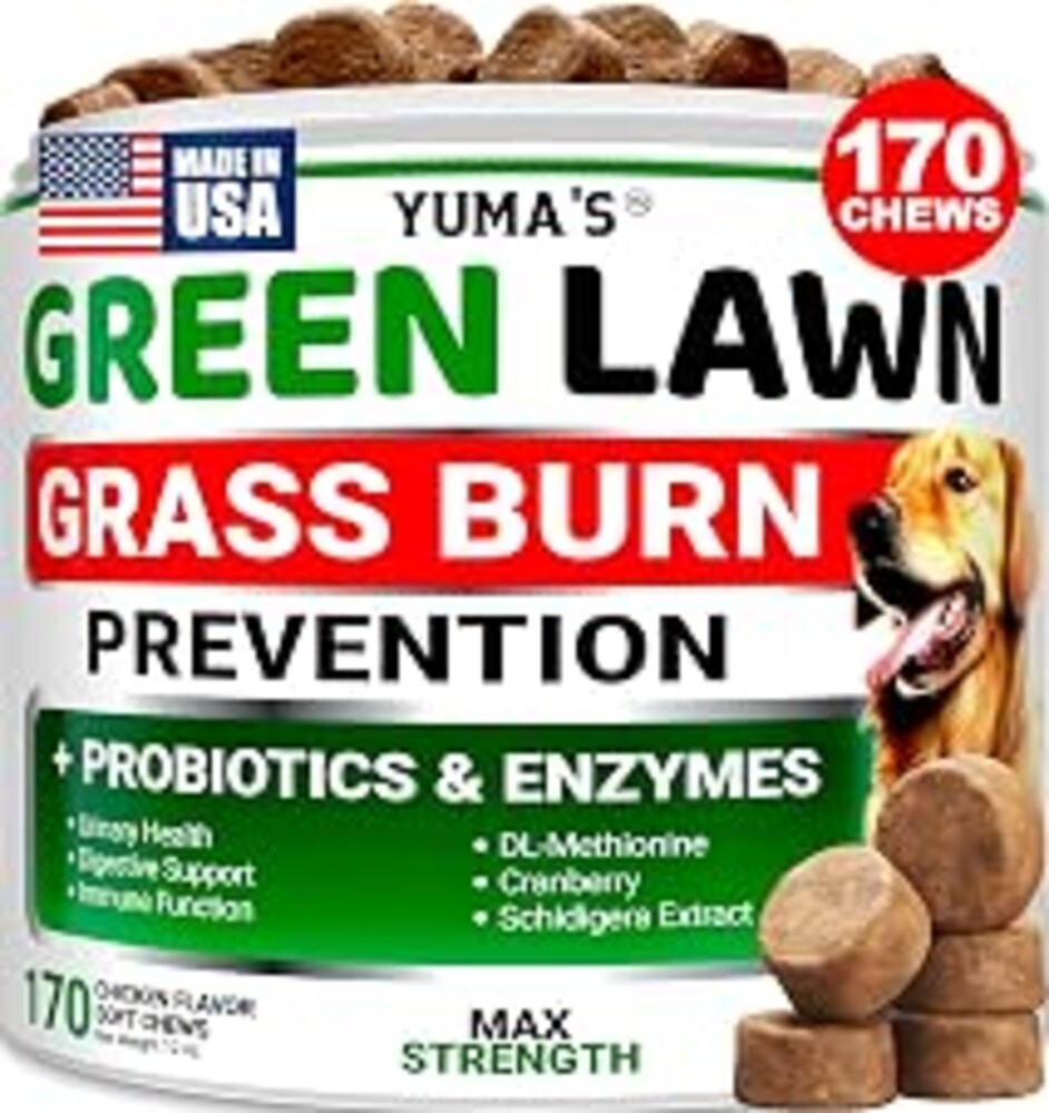 YUMA'S Dog Urine Neutralizer for Lawn - 170 Chews - Advanced Grass Green Savers for Dog Urine - Canine Pee Grass Neutralizer Supplement - Green Lawn Treats with Probiotics and Digestive Enzymes