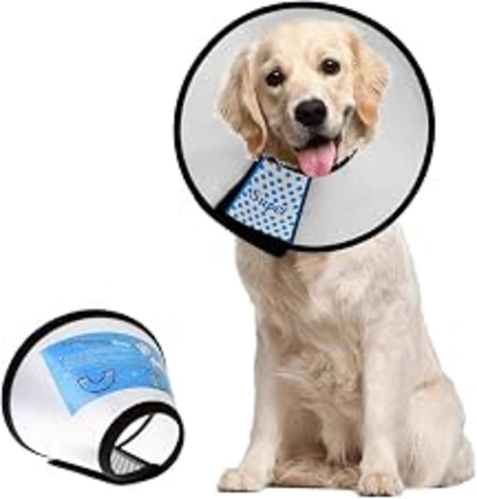 Supet Dog Cone Collar to Stop Licking, Comfortable Elizabeth Recovery Collar for Large Medium Dogs After Surgery, Soft Pet Neck Head Cone Alternative（L）