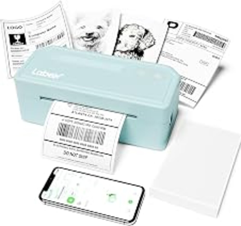 Labeer Bluetooth Thermal Shipping Label Printer, Wireless 4x6 Label Printer for Small Business, Compatible with iPhone, Android, Windows, Mac & Chromebook(Cyan)