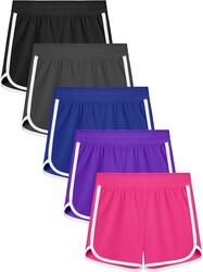 Resinta 5 Packs Girls Athletic Shorts Toddler Soccer Sports Shorts Kids Quick Dry Gym Running Short