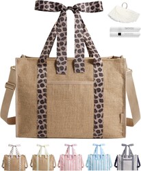 BAGSMART Beach Tote Bag for Women, Personalized Teacher Appreciation Gifts | Self-standing Sandproof Mesh Bag, Custom Jute Gift Tote w/ Stencils & Markers, Monogrammed Gift Bag Travel Cruise Essentials