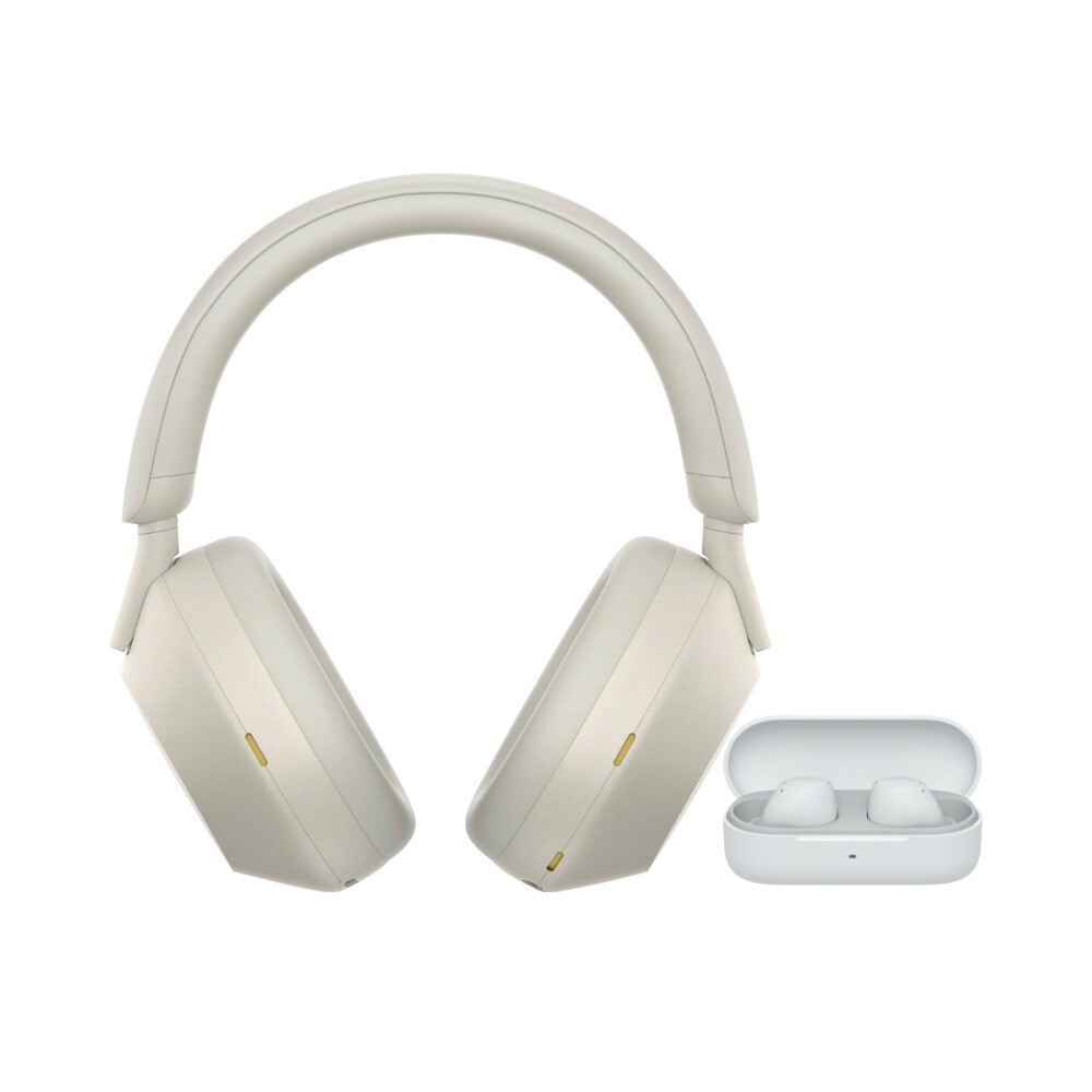 Sony WH 1000XM5 Wireless Noise Canceling Over Ear Headphones Bundle (Silver)