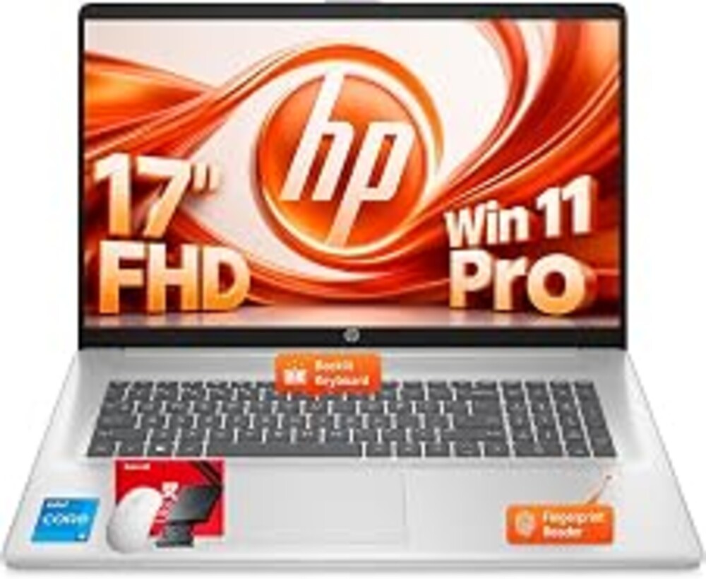 HP 17.3" FHD Business Laptop (2026), Intel 10-Core i5-1334U (Up to 4.6 GHz), 32GB RAM, 1TB NVMe SSD, Backlit Keyboard, Fingerprint Reader, Wi-Fi 6, Windows 11 Pro, Natural Silver with Redragon Bundle