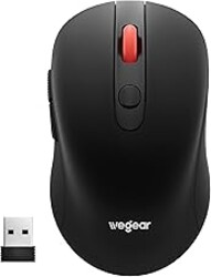 wegear USB Wireless Mouse for Laptop PC Mac, 2.4GHz Cordless Mouse with 6 Buttons, 5-Level Adjustable 4000 DPI, Ergonomic Portable Optical Computer Mice, 24-Month Battery Life -Black