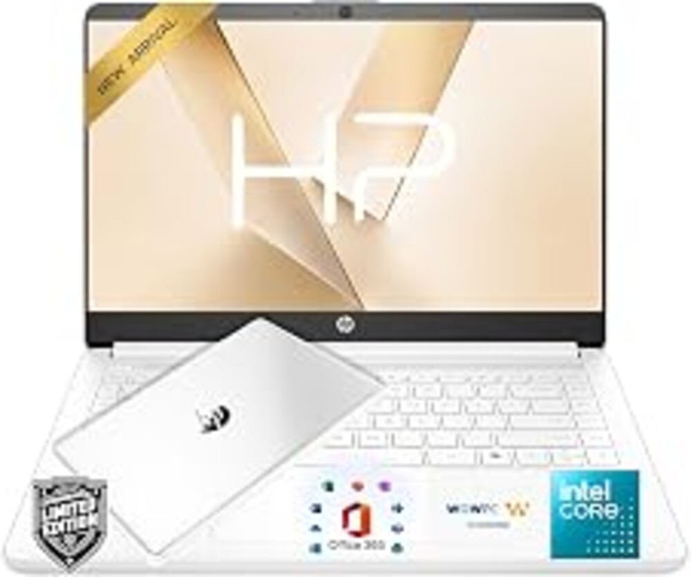 HP 14" Everyday Laptop • Copilot AI • Intel Processor • 64GB eMMC + 1TB Cloud Storage • Microsoft 365 • Windows 11 • Fast Charge and Long Battery Life • Thin & Portable