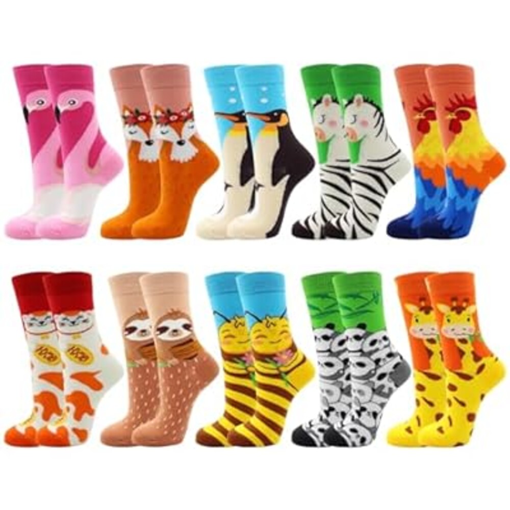 suokesi Womens Animal Socks Size 9-11, Cute Funny Fun Crazy Novelty Colorful Calf Girls Crew Socks