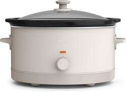 bella 6.0 Qt Manual Slow Cooker, Ceramic Nonstick Coating, 3 Temperature Settings, Dishwasher Safe Stoneware Pot and Tempered Glass Lid, Cool Touch Handles & Tangle Free Cord Wrap, Oatmilk