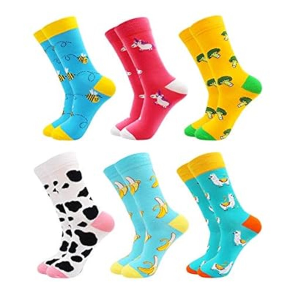 TOEJYJ Women Fun Socks， Colorful Crazy Cool Funny Socks， Pattern Funky Novelty Socks Size 9-11