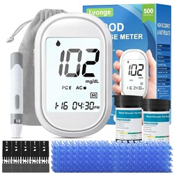 Glucose Monitor Kit – All-in-One Blood Sugar Monitor with 100 Test Strips & Lancets, High Accuracy Glucose Monitor, Large Bright Screen, PC/AC/CTL Mode, No Coding, Diabetes Testing Kit for Home
