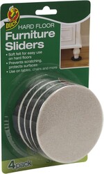 Duck Brand Felt Furniture Sliders for Hard Floors, 3.5 Inch Width, 4 Pack