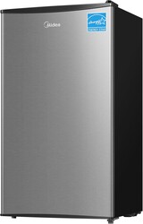 Midea MERM33S1AST Mini Fridge, 3.3 Cu.ft Compact Fridge with Internal Light, Adjustable Thermostat, Reversible Door, Low Noise for Dorm, Office, Bedroom, Stainless Steel