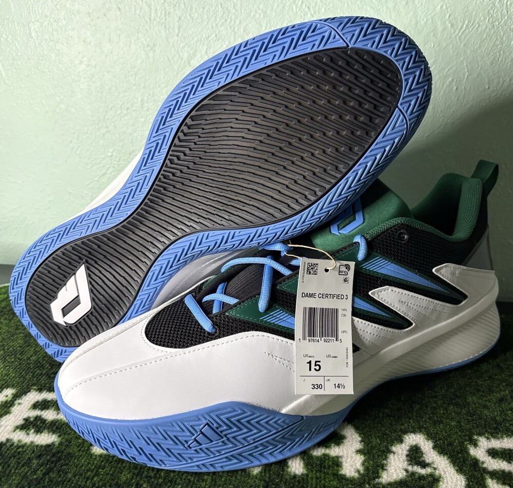 US Men’s 15 - Adidas Dame Certified 3 Low “Milwaukee Bucks” JI1541, Basketball