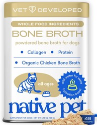 Native Pet Bone Broth for Dogs and Cats - Chicken Bone Broth Powder Dog Food Toppers for Picky Eaters - Provides Extra Nutrition for Joint Strength, Immune Support & Heart Health - 48 Scoops