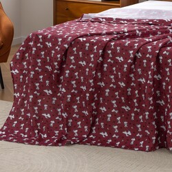 Berkshire Peanuts® Queen Flat Sheet (Only), Brushed Microfiber Sheet with Cute Snoopy Characters, Soft, Breathable, Easy-Care Bedding for Peanuts Fans, Mini Poses & Paws Wine