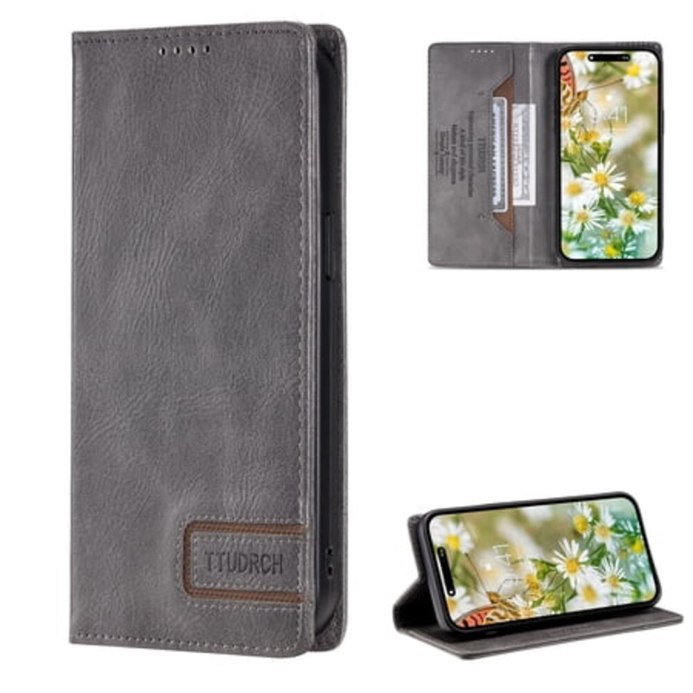 Dteck for Samsung Galaxy S21 FE Case Wallet with RFID Blocking Credit Card Holder, Premium PU Leather Magnetic Flip Folio Shockproof Protective Cover for Women Men,Gray