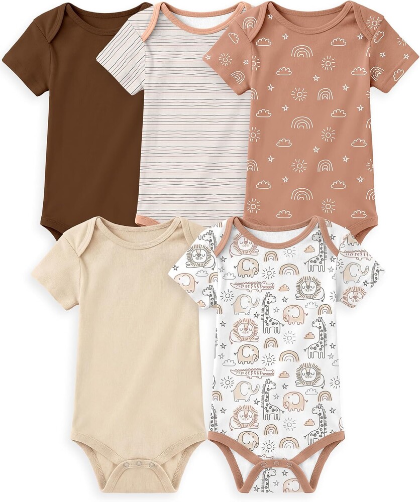 Yoofoss Baby Bodysuits 100% Organic Cotton Baby Short Sleeve Baby Boys Girls Clothes Soft Newborn Infant Romper,5 Pack
