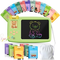 Talking Flash Cards for Toddlers: 2-in-1 LCD Writing Tablet with 510 Sight Words, Montessori Language Learning, Autism & Speech Therapy Toys for Children Ages 1-6, Green