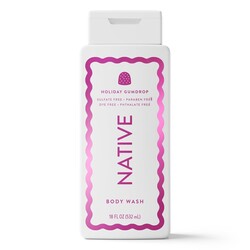 Native Body Wash, Holiday Edition, Holiday Gumdrop Scent, Contains Naturally Derived Ingredients | For Women & Men, Sulfate, Paraben, & Dye Free Leaving Skin Soft and Hydrated | 18 oz